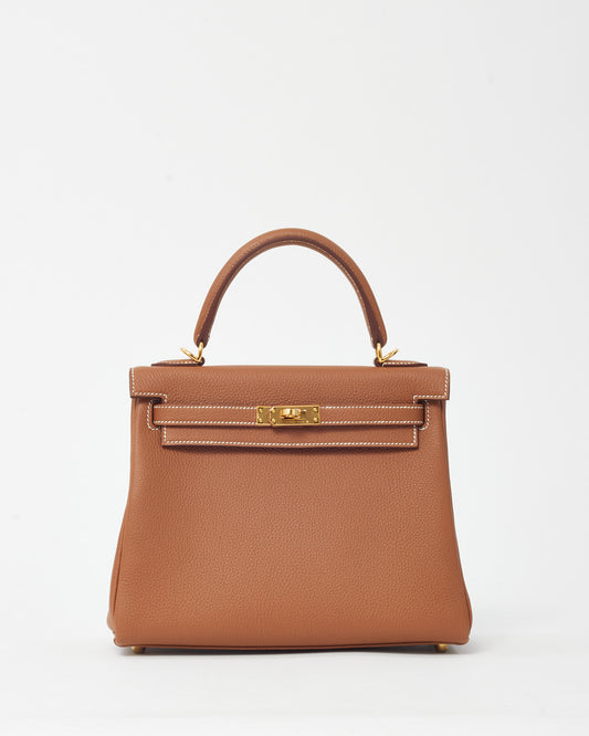 Hermès Gold Togo Leather Kelly Retourne 25 GHW
