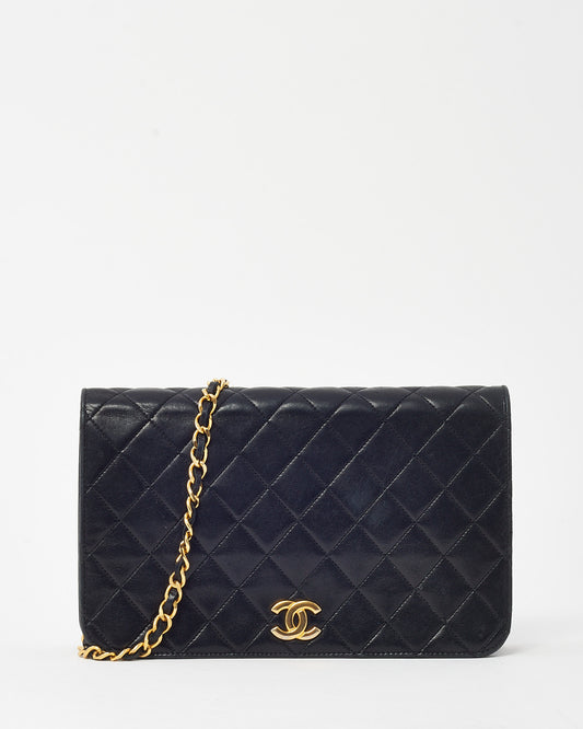 Chanel Vintage Black Lambskin Leather Full Flap WOC Wallet on Chain Shoulder Bag GHW