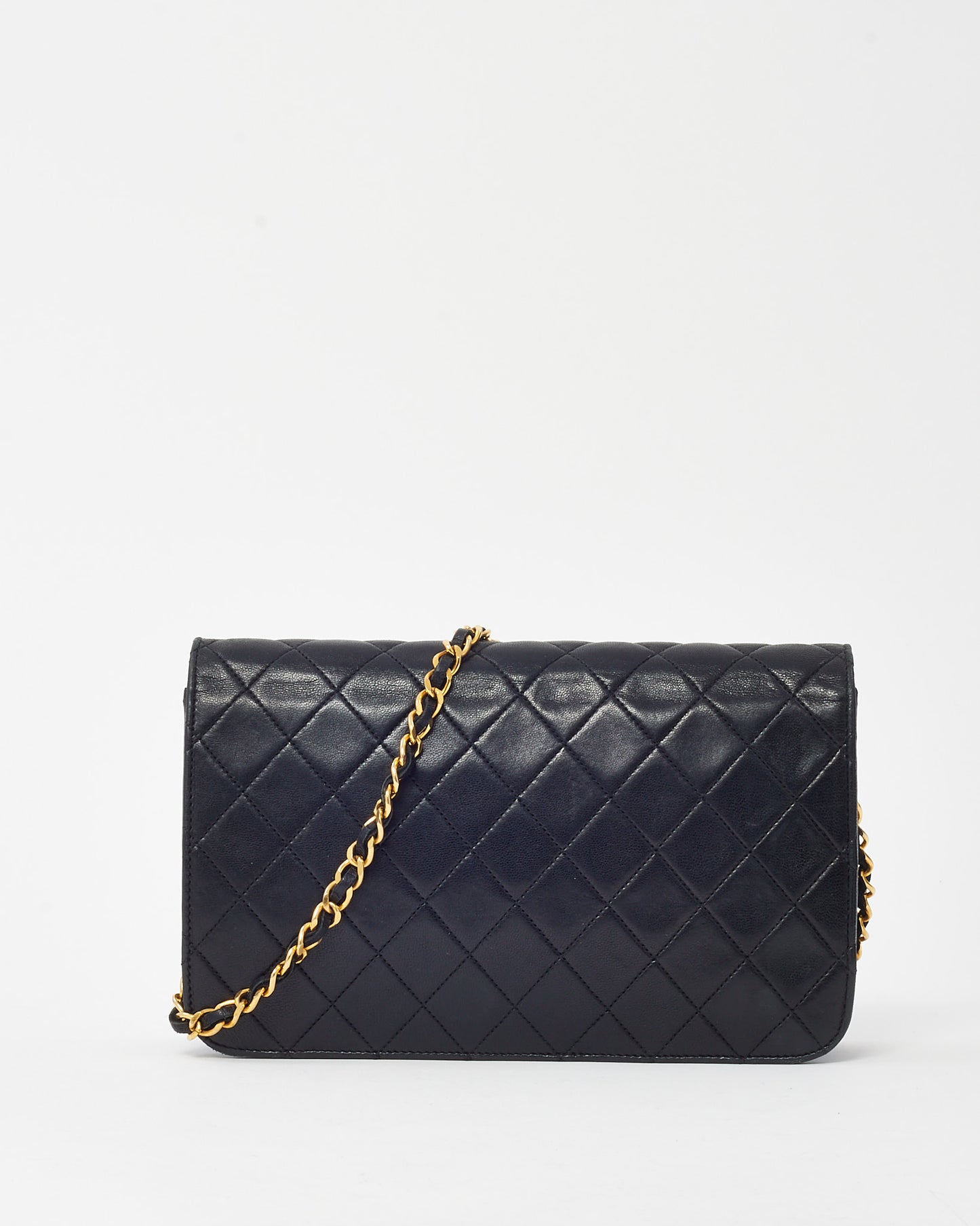 Chanel Vintage Black Lambskin Leather Full Flap WOC Wallet on Chain Shoulder Bag GHW