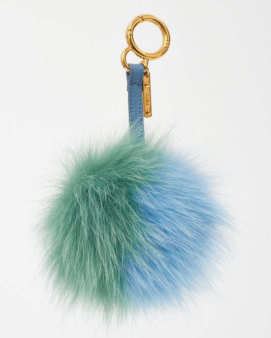 Fendi Pink/Green/Blue Fox Fur Pom Pom Bag Charm Key Chain