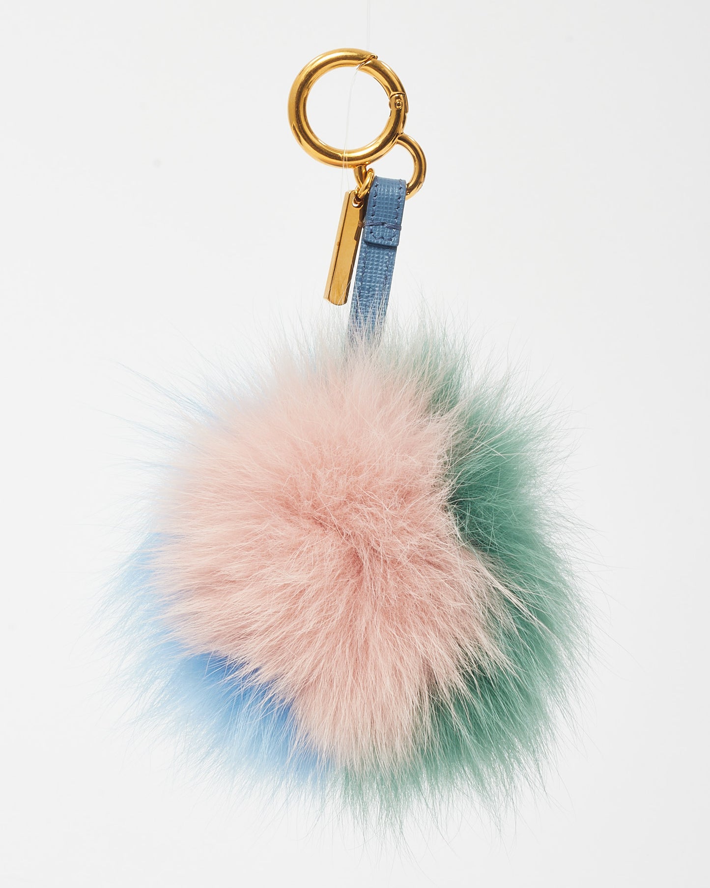 Fendi Pink/Green/Blue Fox Fur Pom Pom Bag Charm Key Chain
