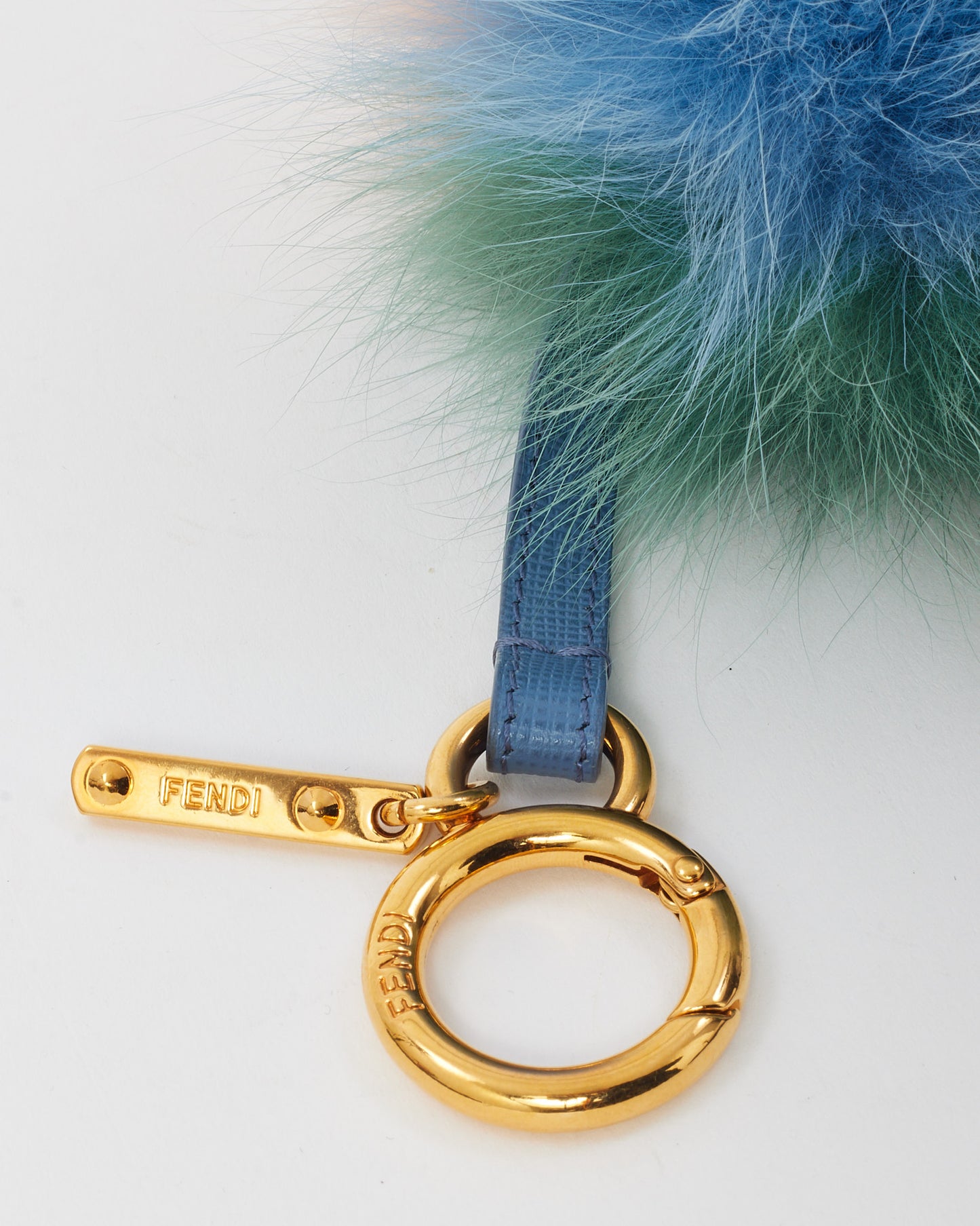 Fendi Pink/Green/Blue Fox Fur Pom Pom Bag Charm Key Chain