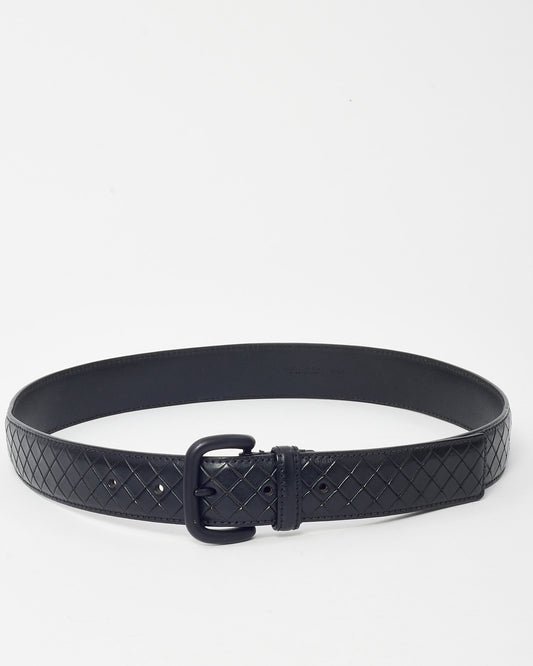 Bottega Veneta Men's Black Intrecciato Weave Leather Belt - 95/34