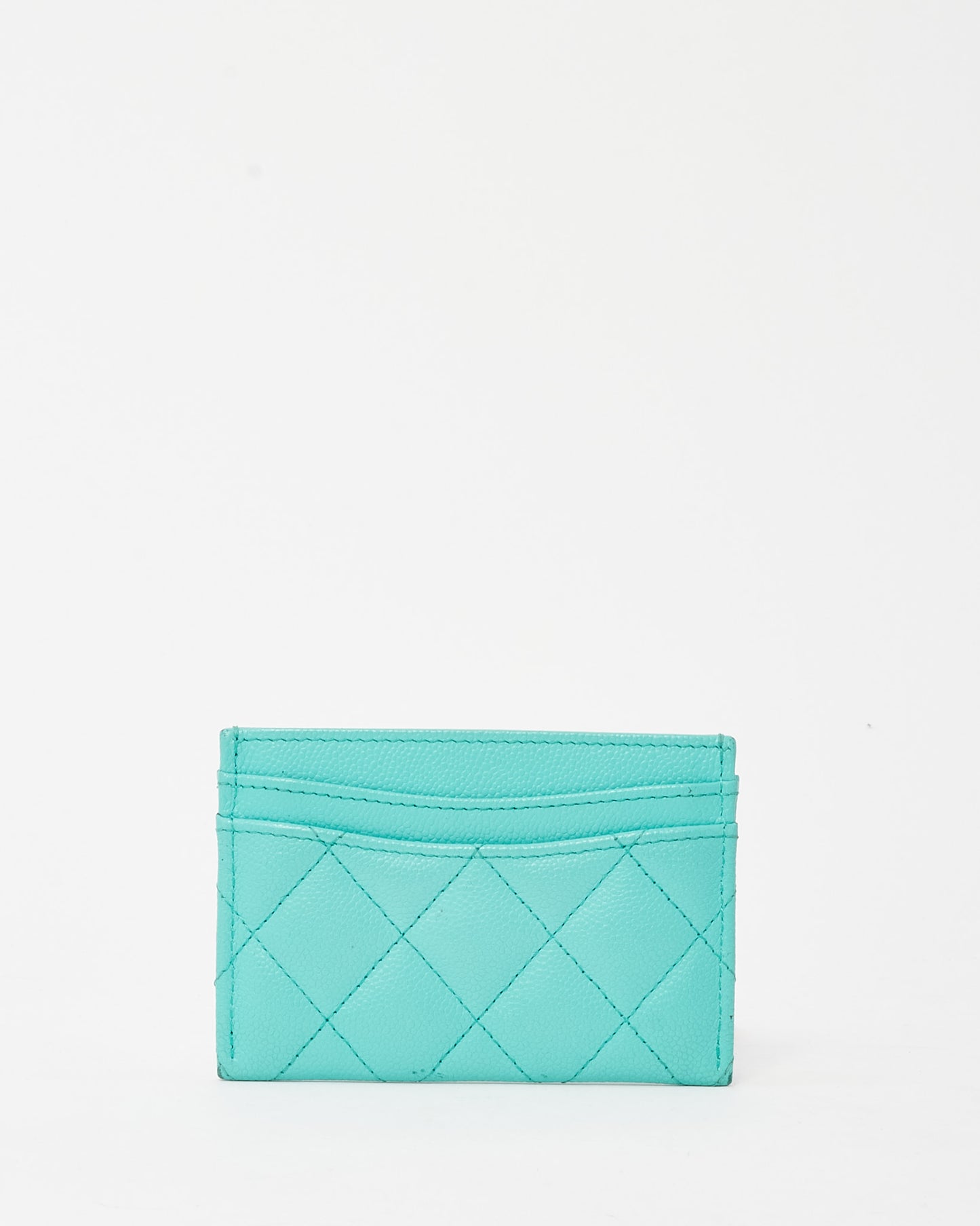 Chanel Turquoise Blue Caviar Leather Card Holder GHW