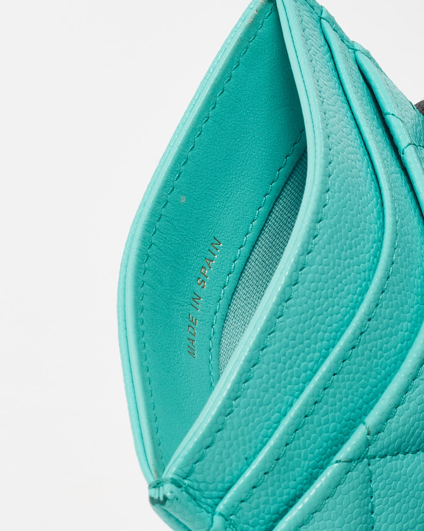 Chanel Turquoise Blue Caviar Leather Card Holder GHW