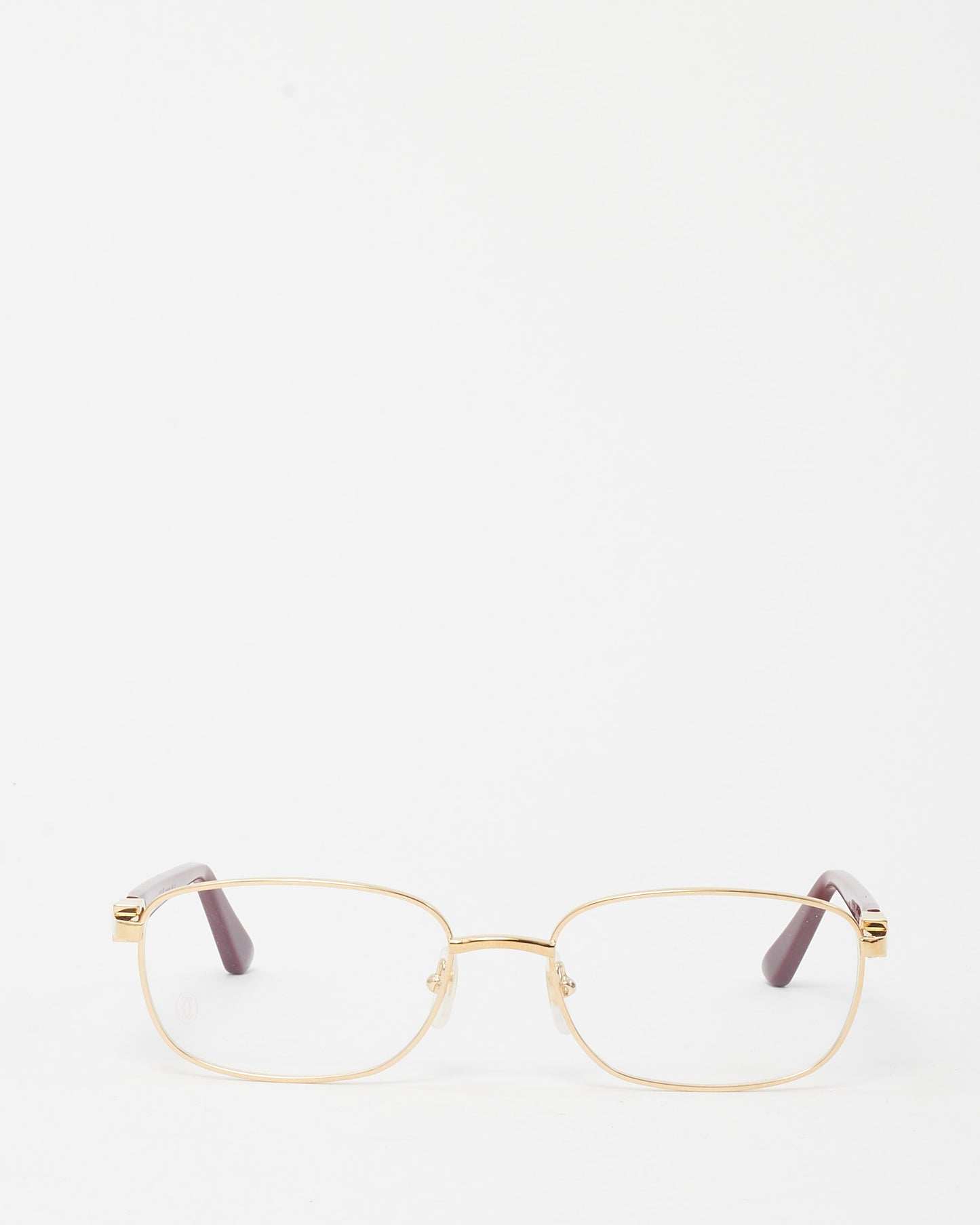Cartier Gold and Burgundy CT0368O Rectangular Eyeglasses