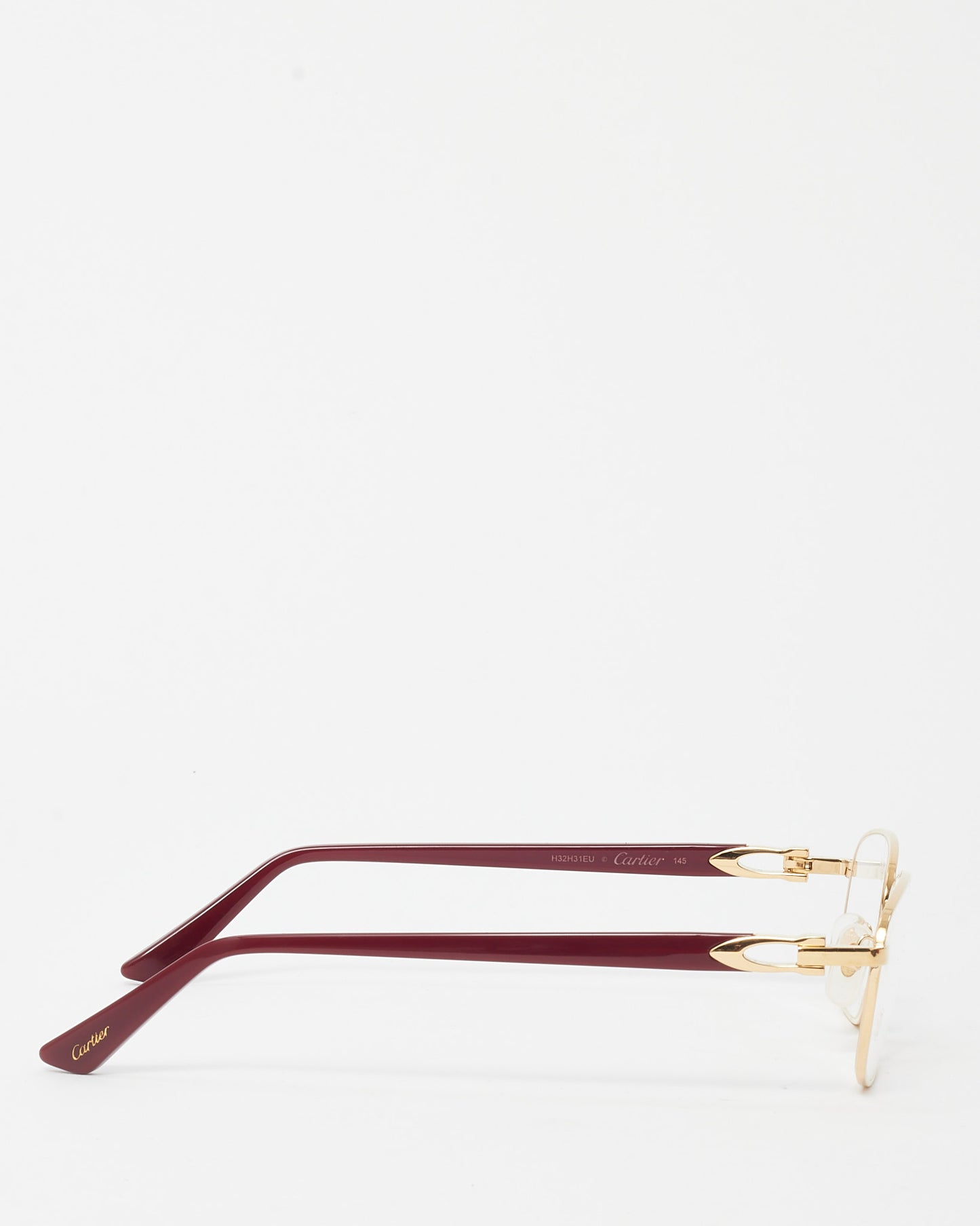 Cartier Gold and Burgundy CT0368O Rectangular Eyeglasses