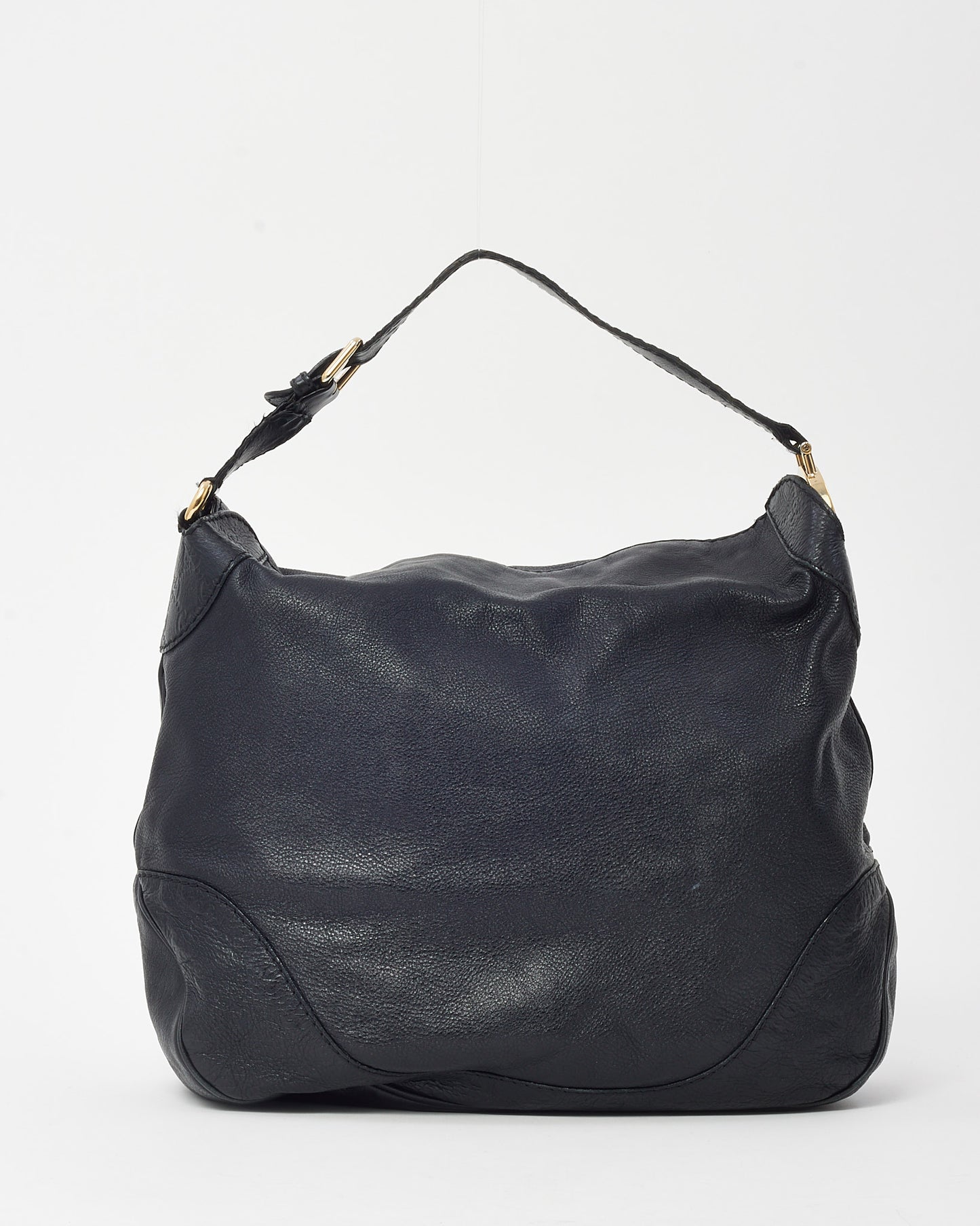 Gucci Black Leather Gold G Medium Charlotte Hobo Bag