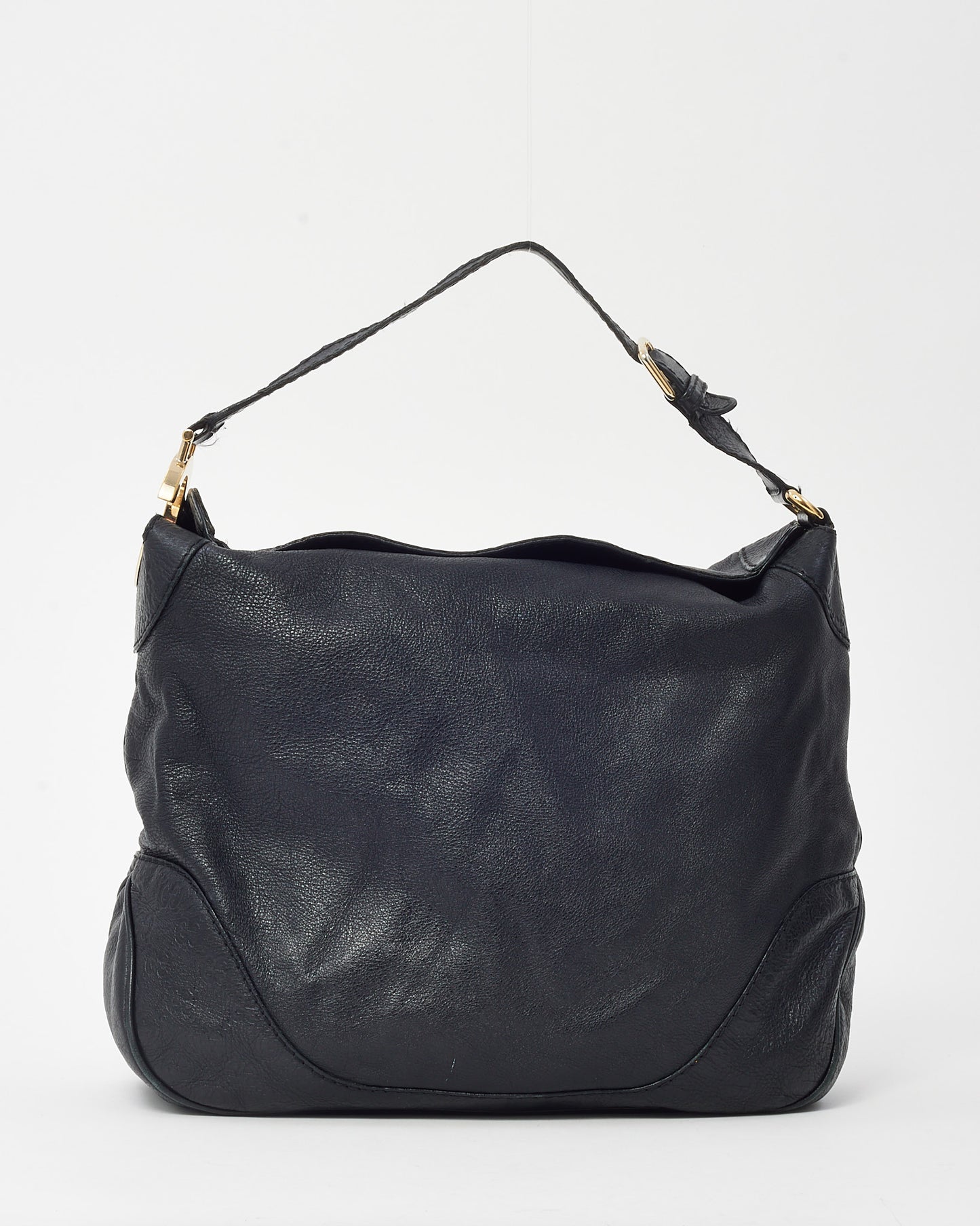 Gucci Black Leather Gold G Medium Charlotte Hobo Bag