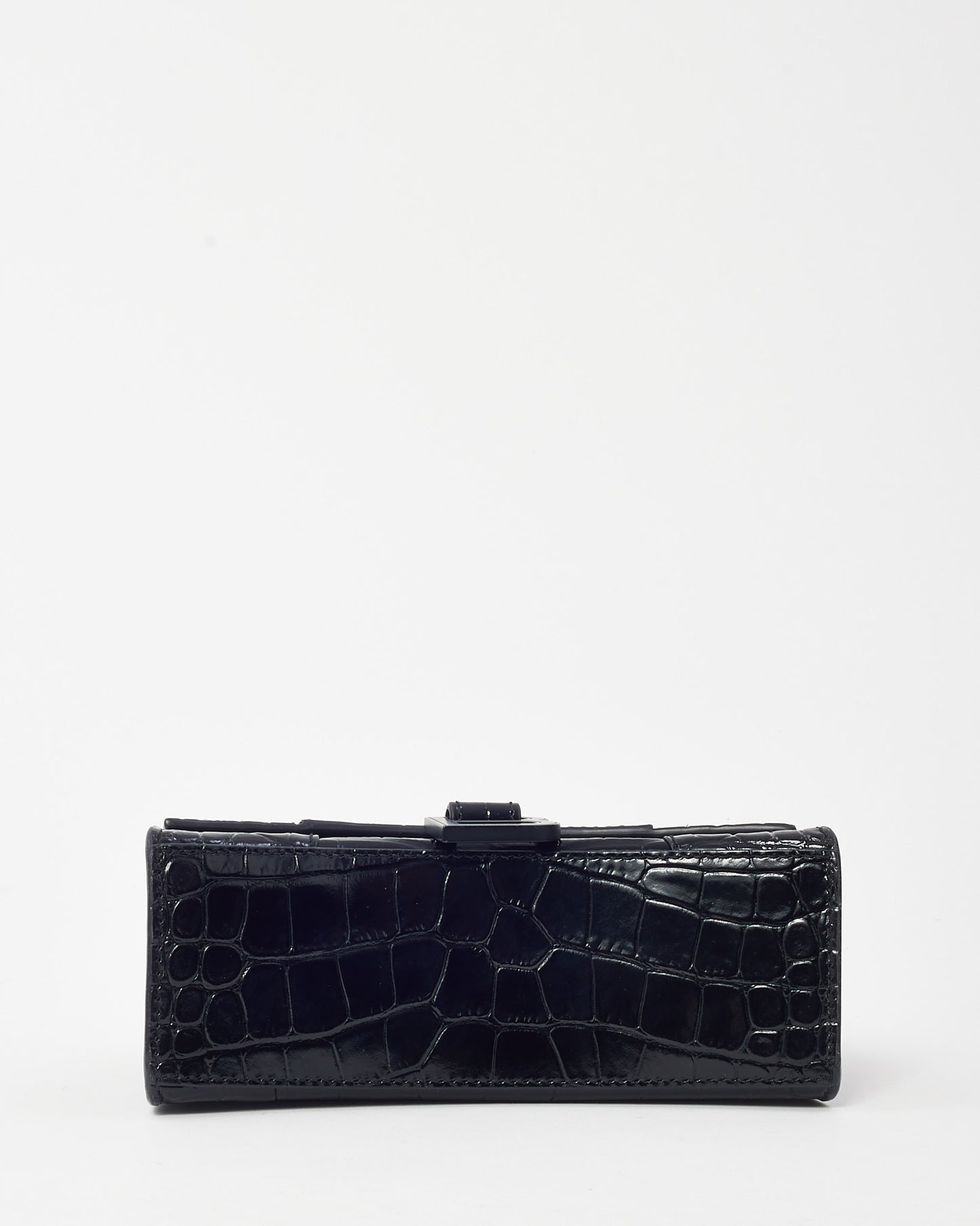 Balenciaga Black Shiny Croc Embossed Leather Hourglass XS Handbag