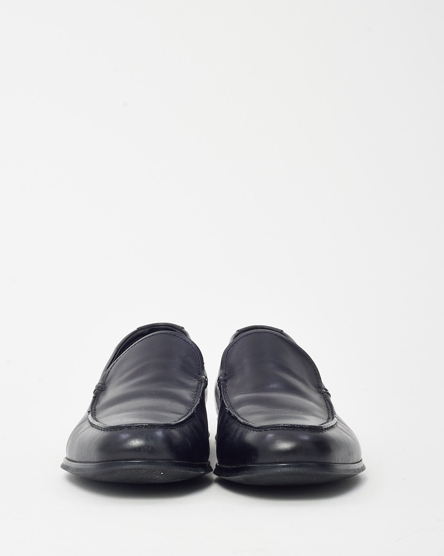 Prada Men's Black Leather Loafers - 7 MEN