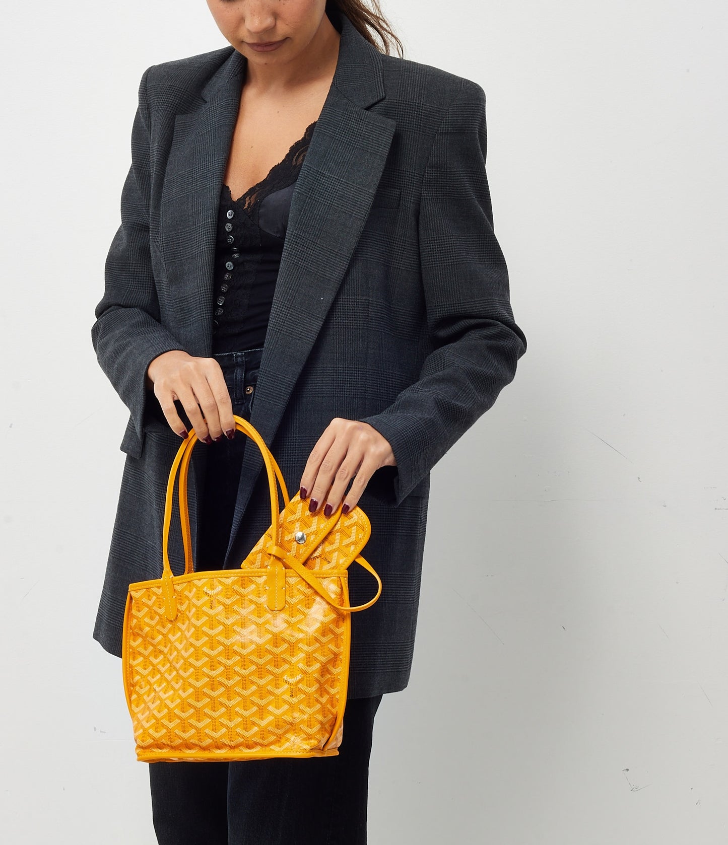 Goyard Yellow Goyardine Coated Canvas Reversible Mini Anjou Bag