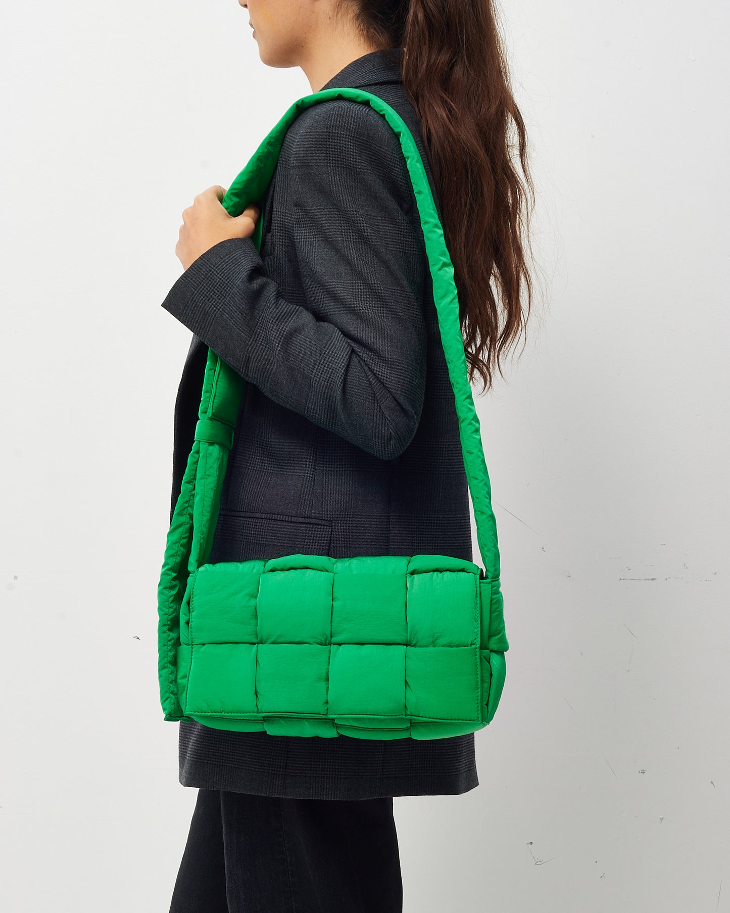 Bottega Veneta Parakeet Green Nylon Classic Padded Tech Cassette Crossbody Bag