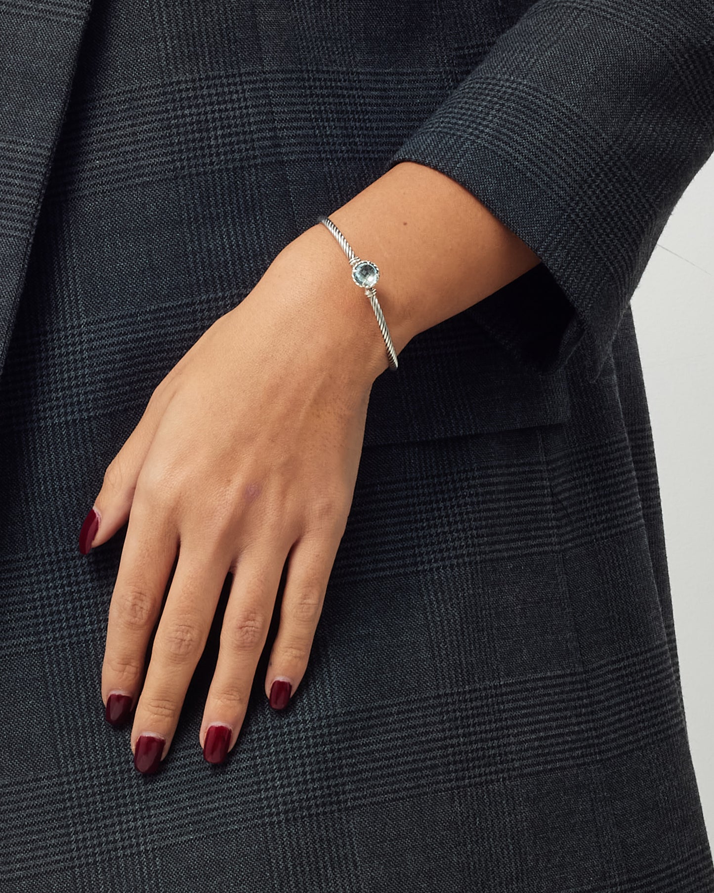 David Yurman Sterling Silver/Blue Topaz Petite Chatelaine Bracelet