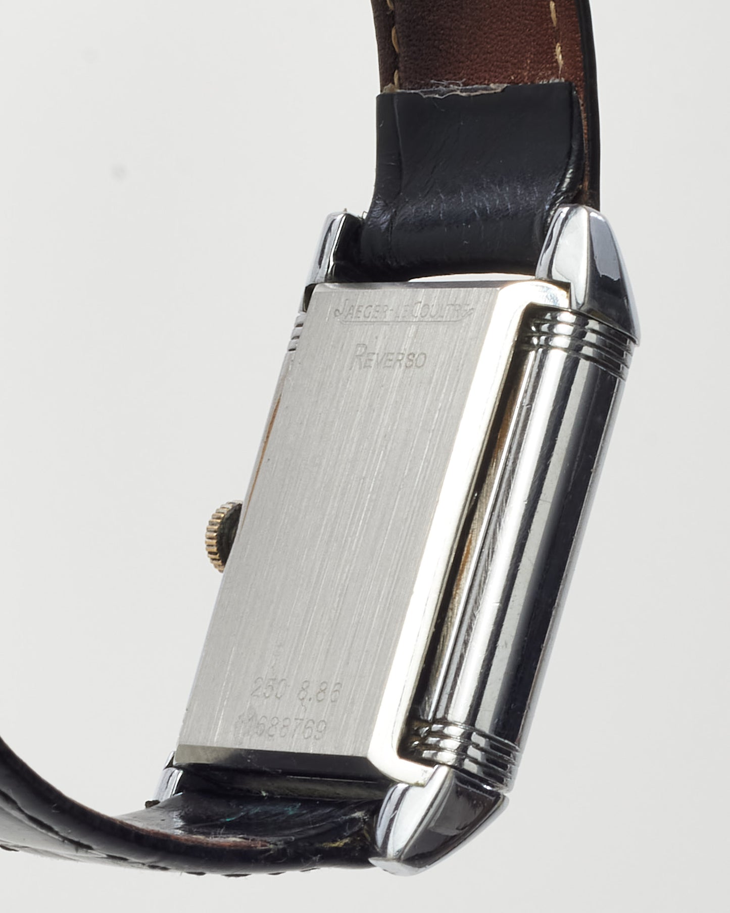 Jaeger-Lecoultre Stainless Steel Black Croc Leather Reverso Classic 28mm Watch