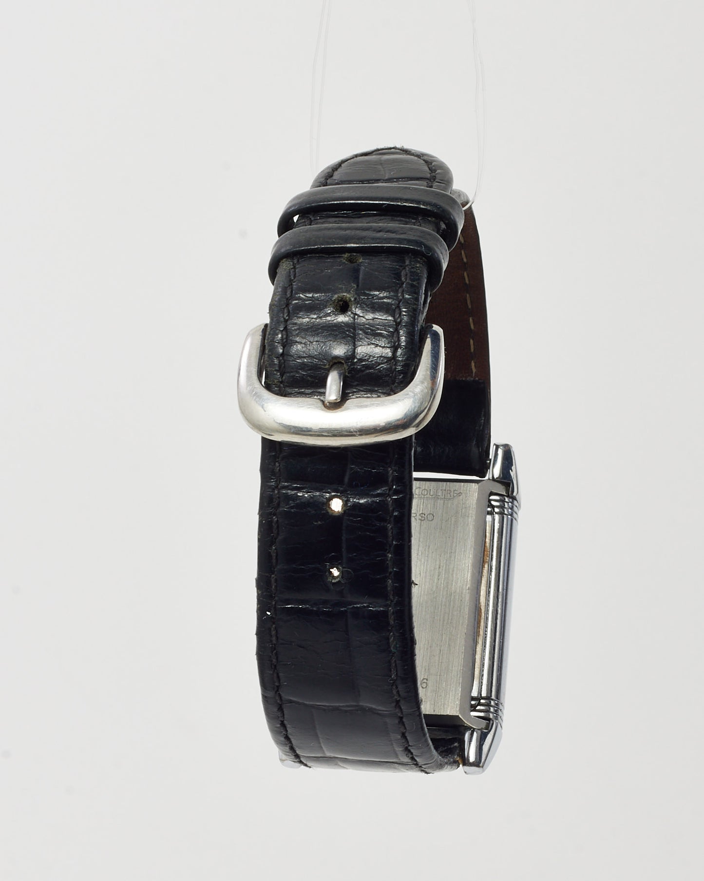 Jaeger-Lecoultre Stainless Steel Black Croc Leather Reverso Classic 28mm Watch