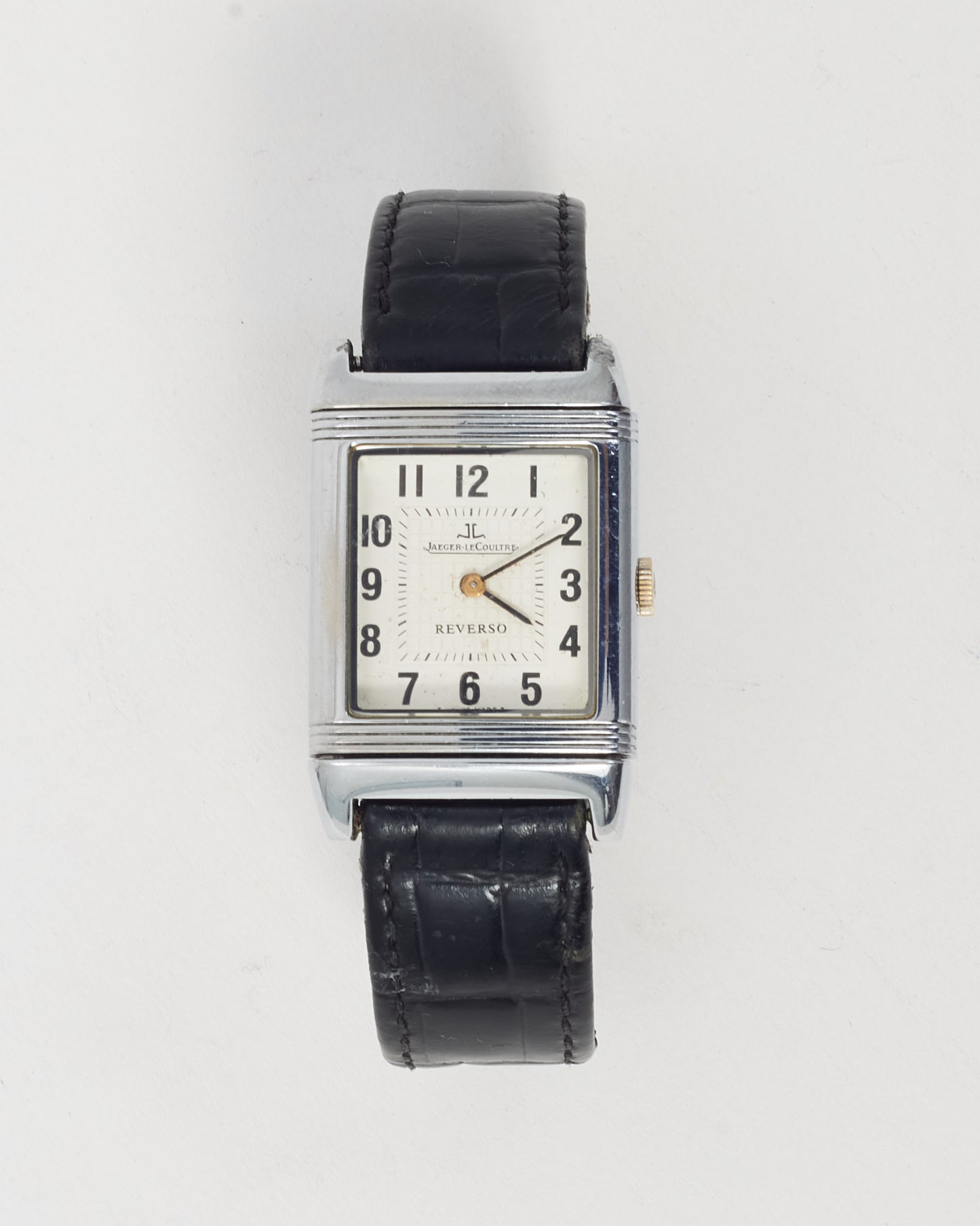 Jaeger-Lecoultre Stainless Steel Black Croc Leather Reverso Classic 28mm Watch