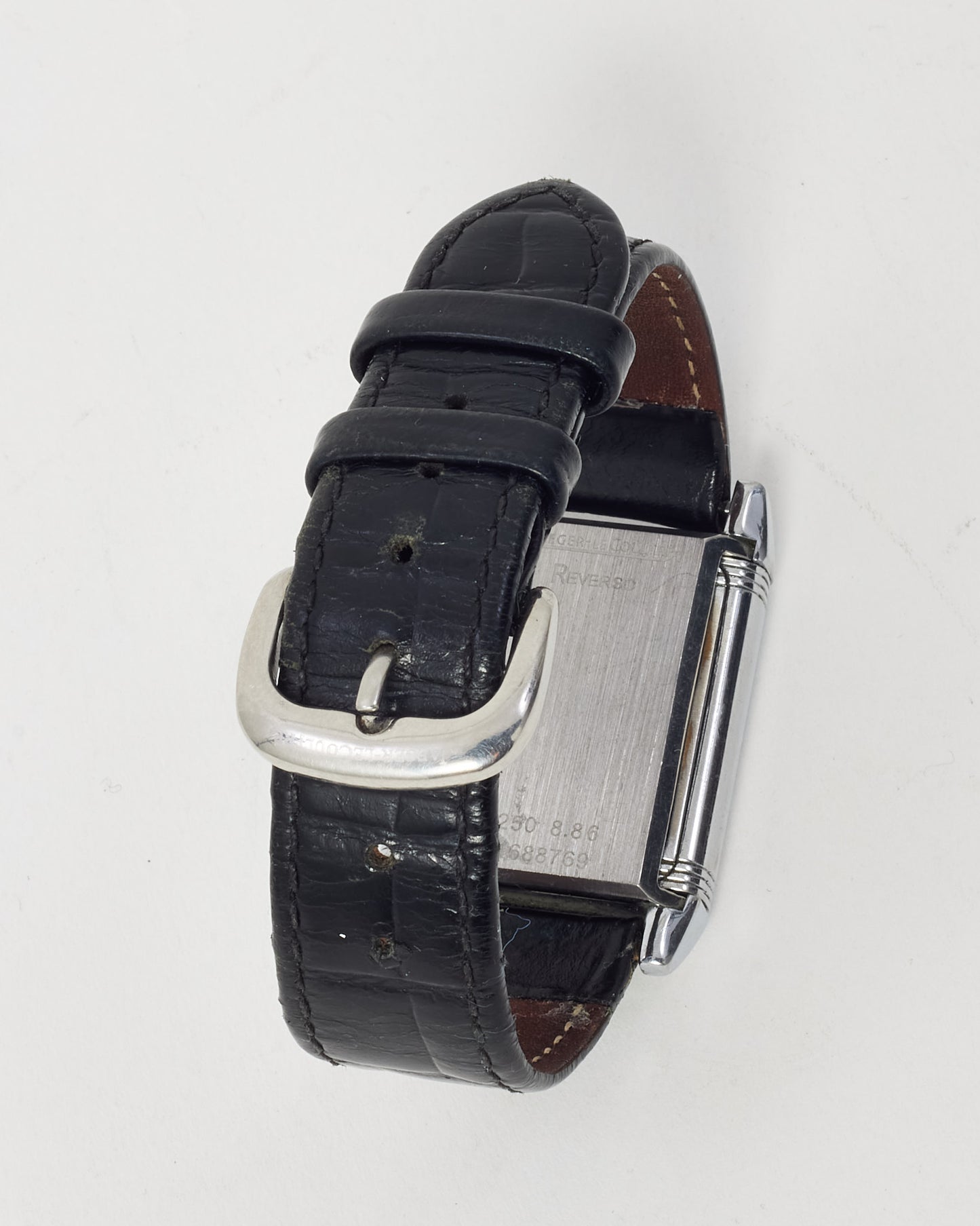 Jaeger-Lecoultre Stainless Steel Black Croc Leather Reverso Classic 28mm Watch