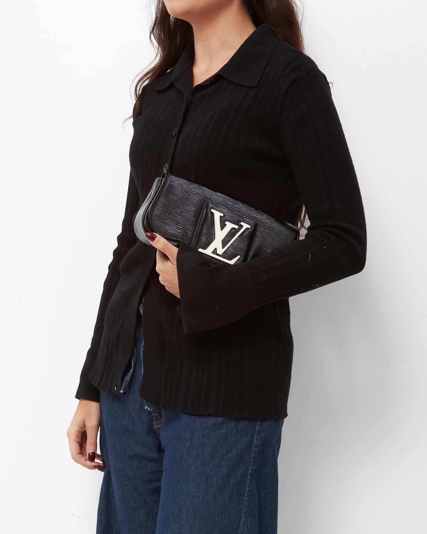 Louis Vuitton Black Epi Electric Leather SHW LV Sobe Clutch Bag