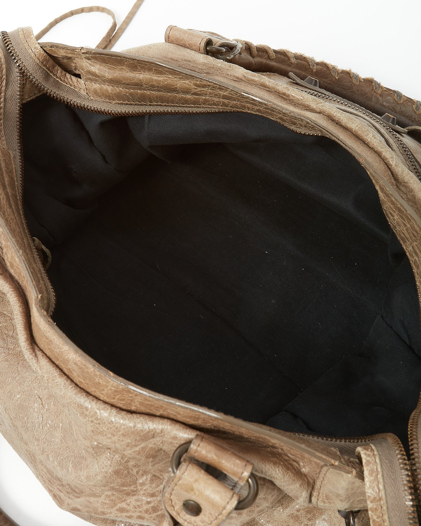 Balenciaga Beige Lambskin Leather Classic Hardware Motorcycle City Bag