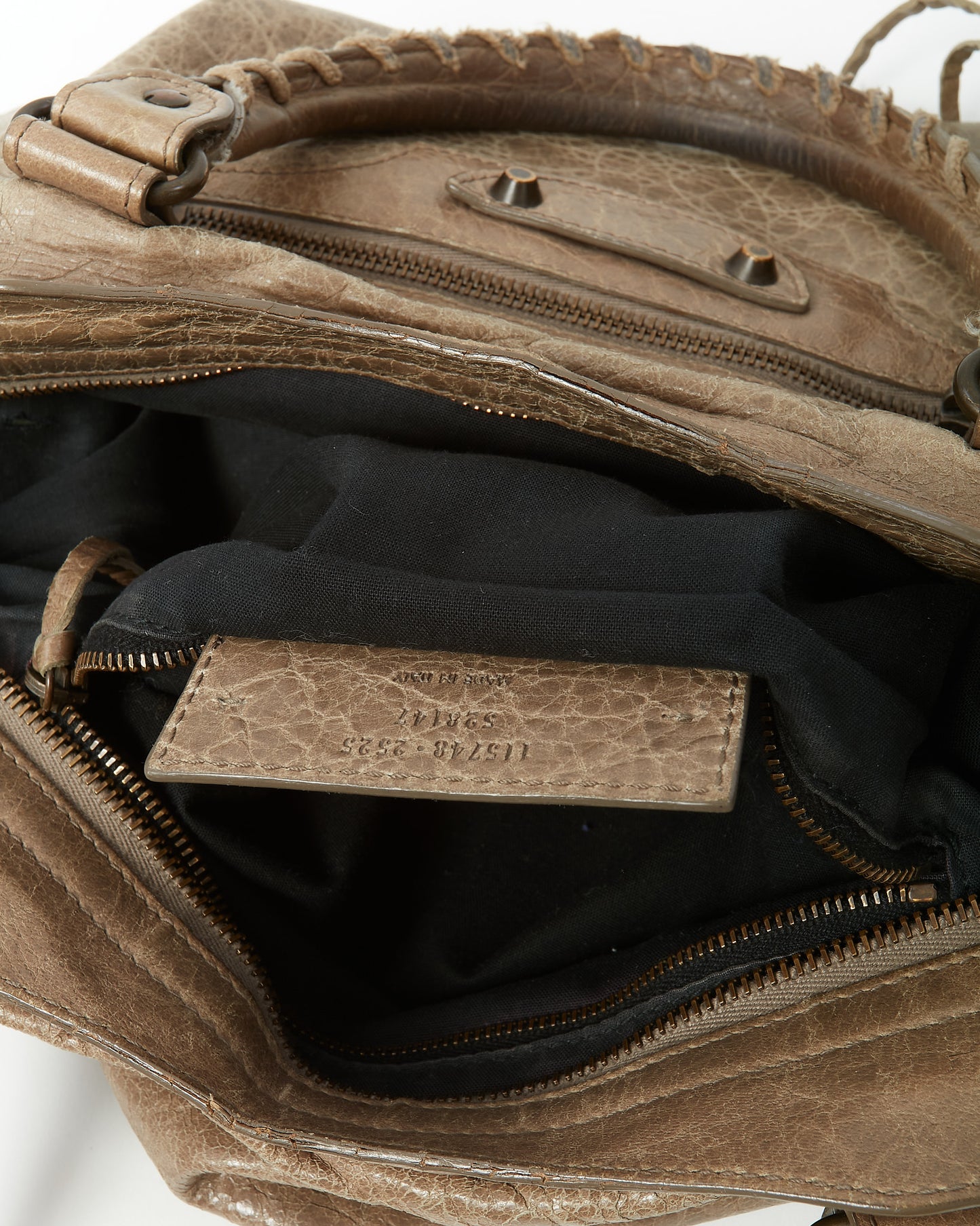 Balenciaga Beige Lambskin Leather Classic Hardware Motorcycle City Bag