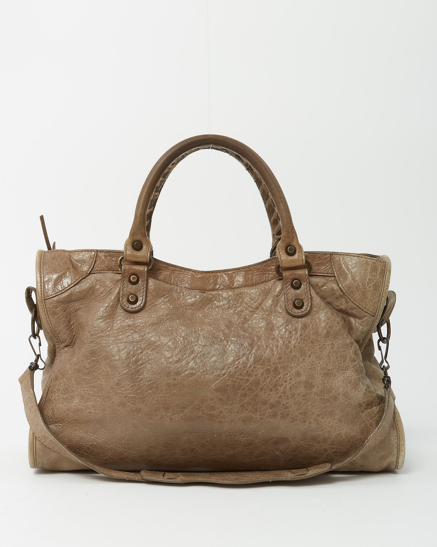 Balenciaga Beige Lambskin Leather Classic Hardware Motorcycle City Bag