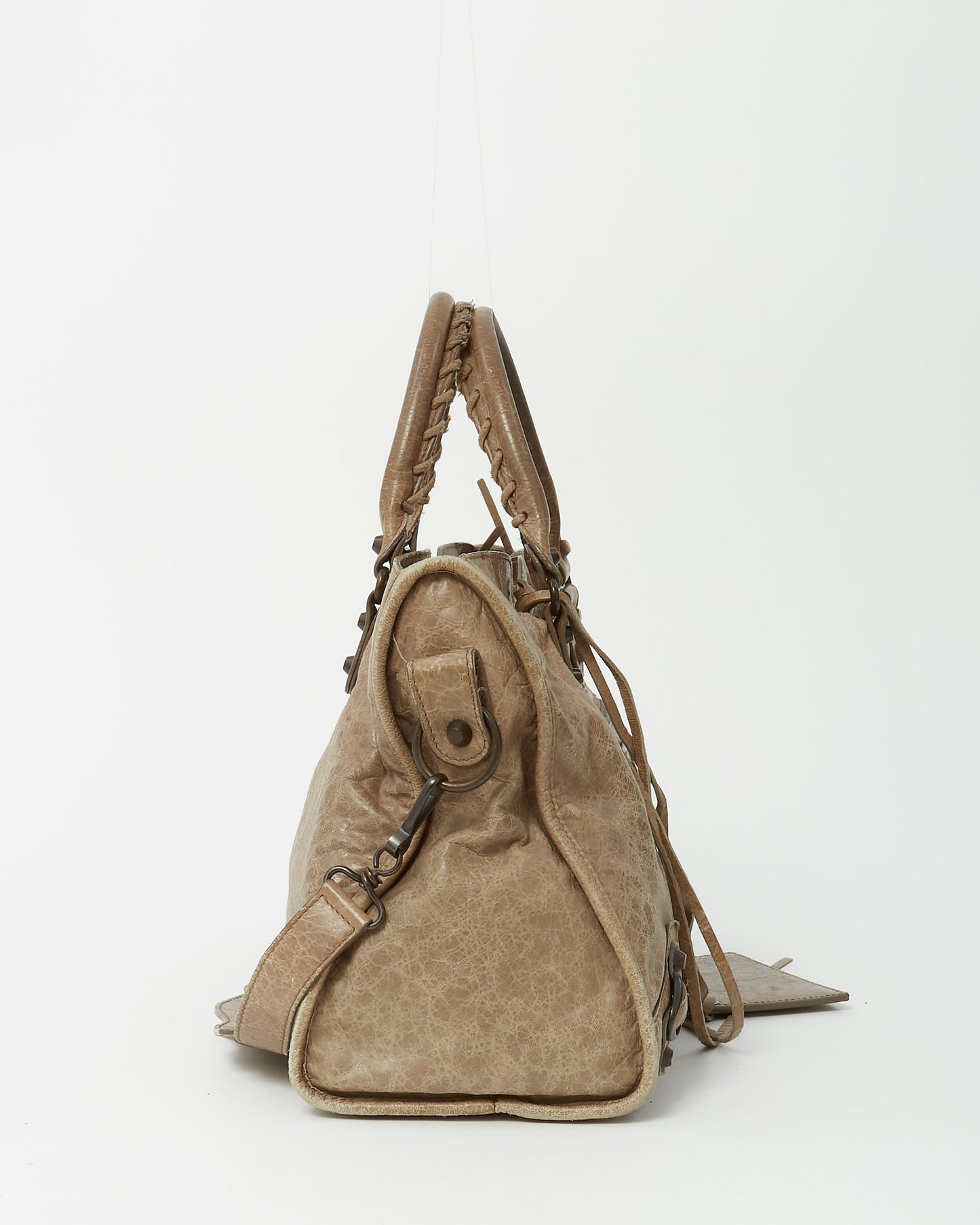 Balenciaga Beige Lambskin Leather Classic Hardware Motorcycle City Bag