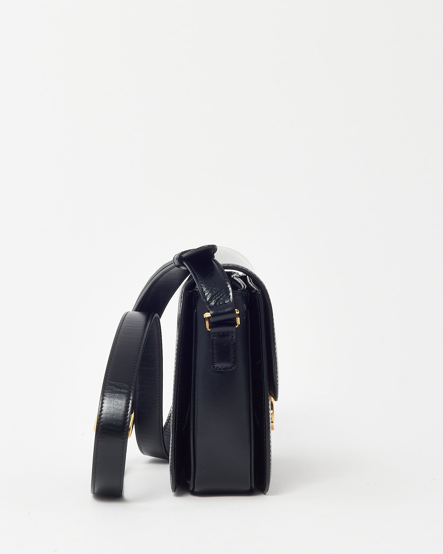 Celine Black Shiny Calfskin Leather Medium Classique Triomphe Bag GHW