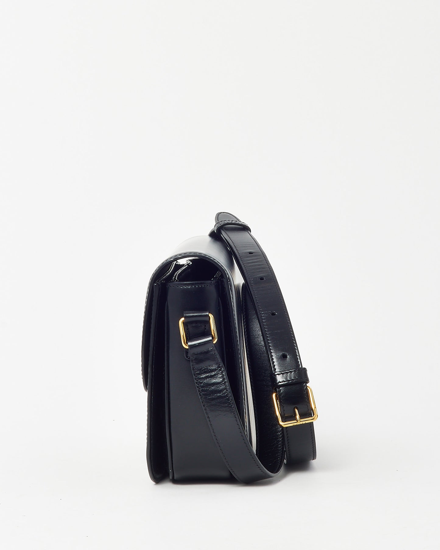 Celine Black Shiny Calfskin Leather Medium Classique Triomphe Bag GHW