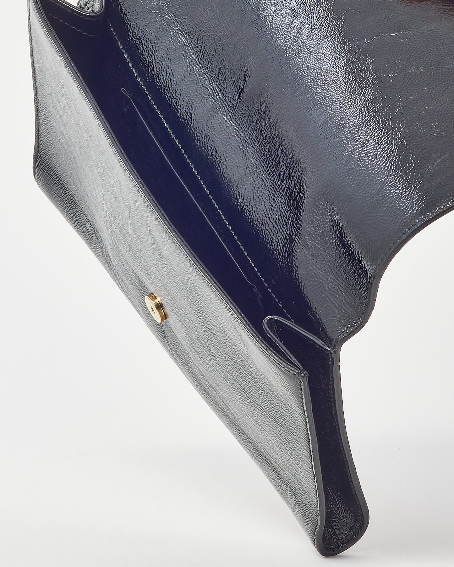 Saint Laurent Black Crinkled Patent Leather YSL Belle De Jour Clutch Bag