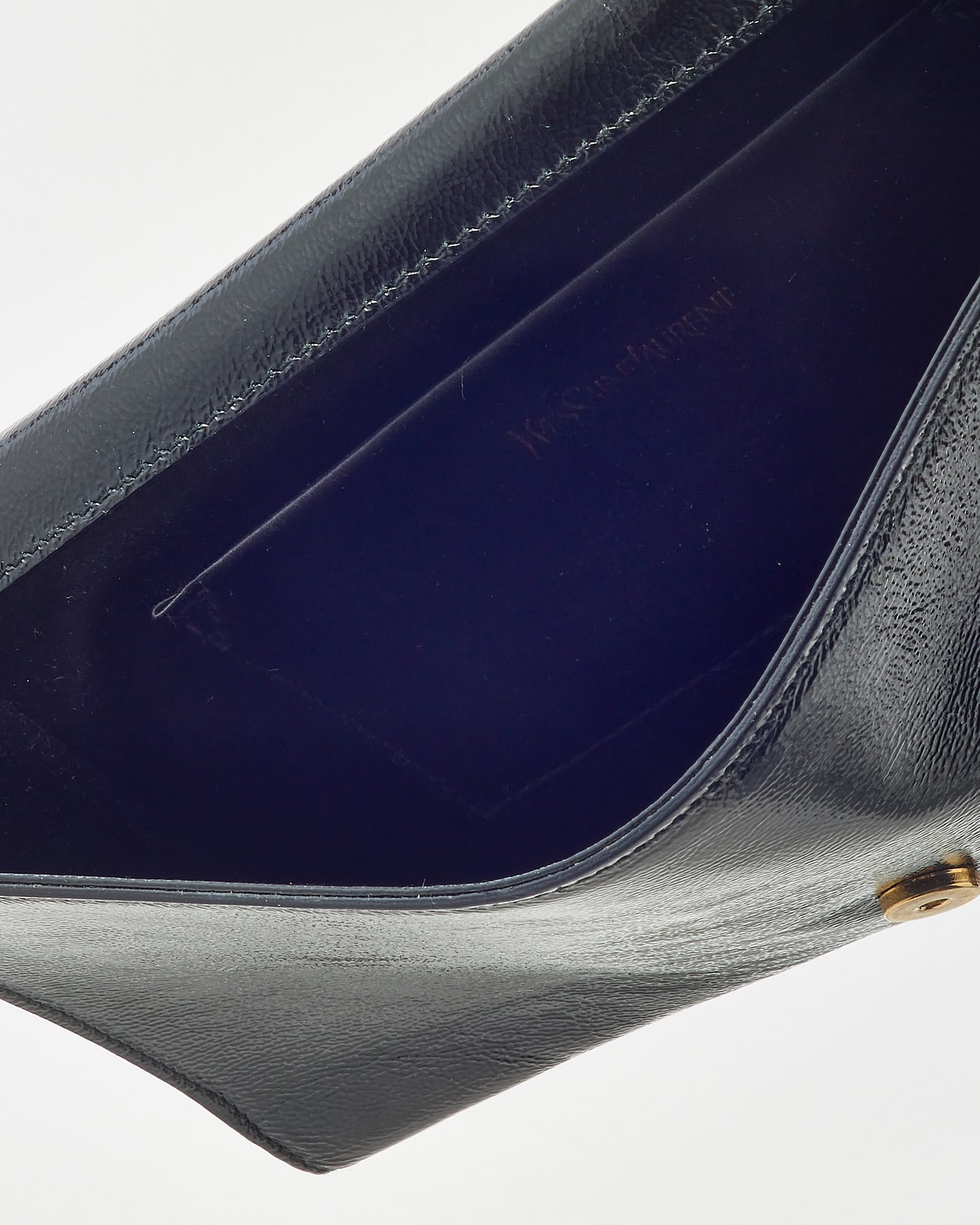 Saint Laurent Black Crinkled Patent Leather YSL Belle De Jour Clutch Bag