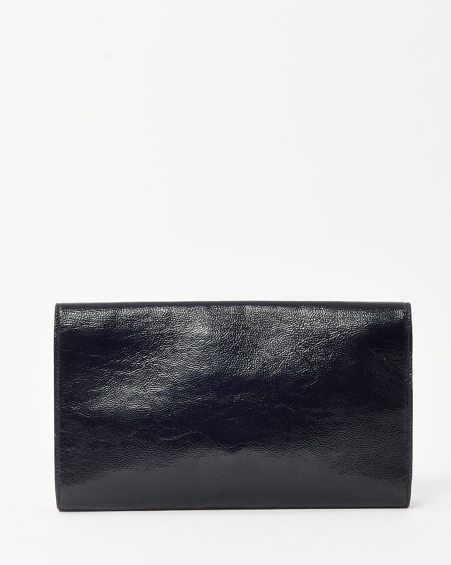 Saint Laurent Black Crinkled Patent Leather YSL Belle De Jour Clutch Bag
