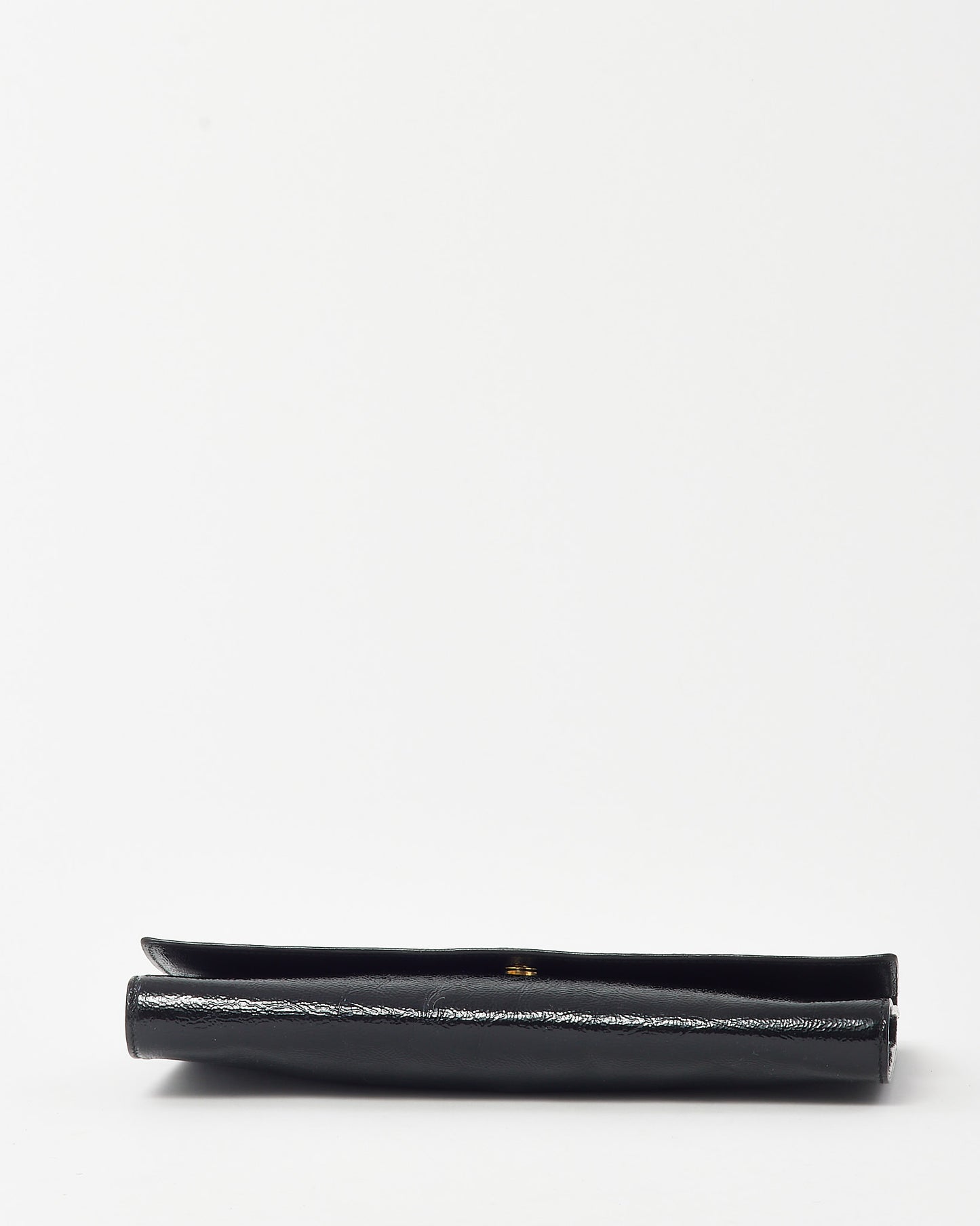 Saint Laurent Black Crinkled Patent Leather YSL Belle De Jour Clutch Bag