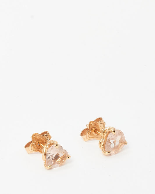 David Yurman 18K Rose Gold with Morganite Chatelaine Heart Stud Earrings