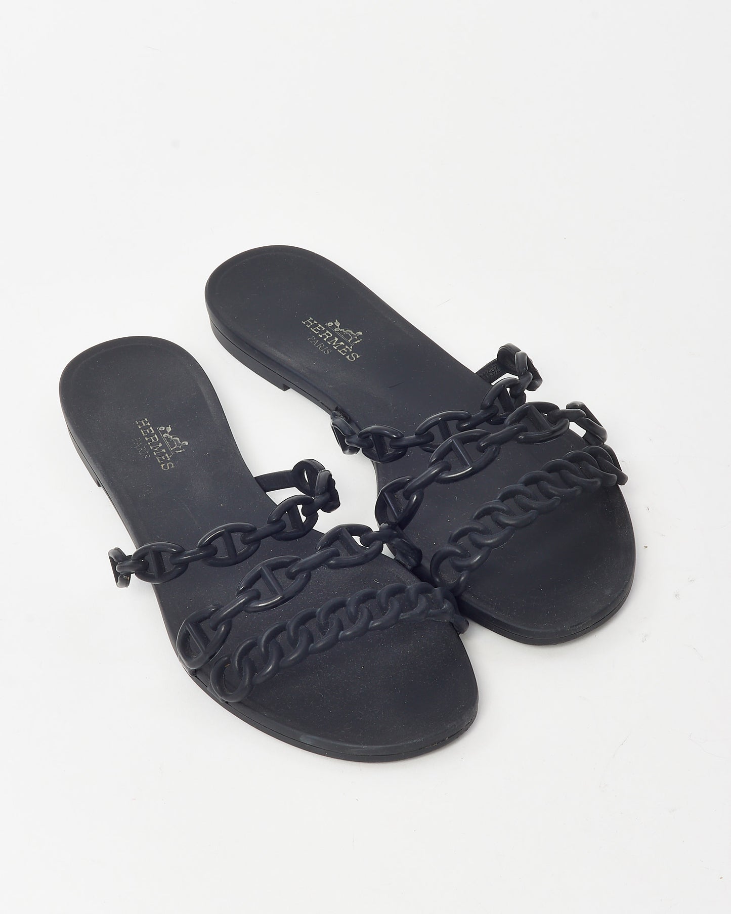 Hermès Black PVC Jelly Rivage Sandals - 36