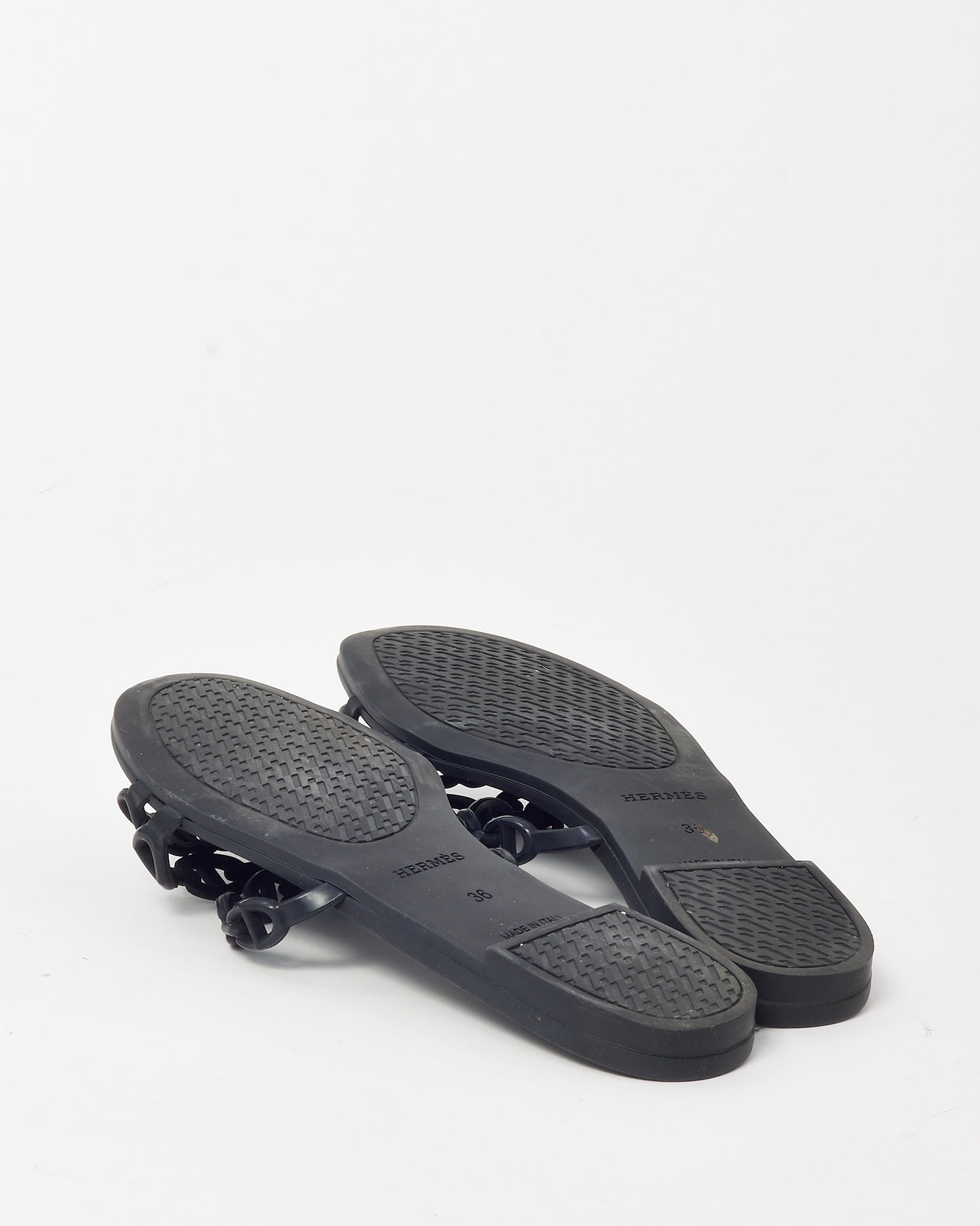 Hermès Black PVC Jelly Rivage Sandals - 36