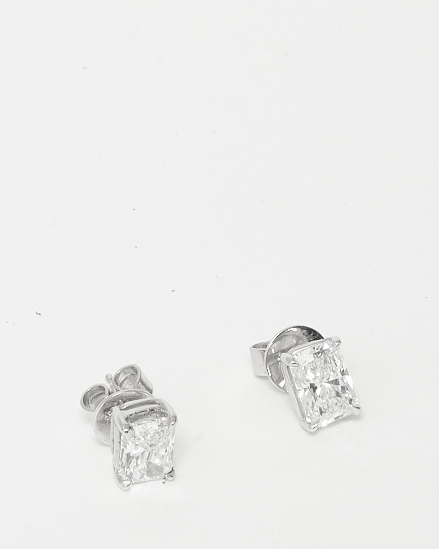1 Carat Emerald Cut Lab Grown Diamond Stud Earrings 14K White Gold