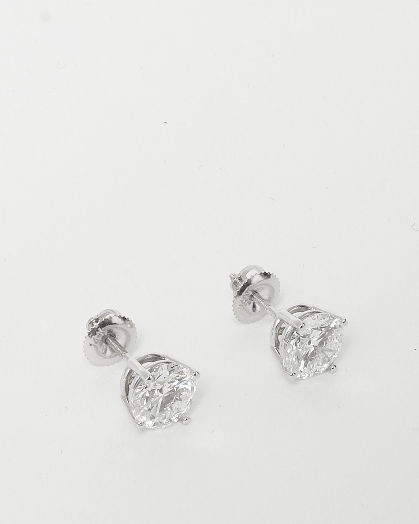 1.5 Carat Round Cut Lab Grown Diamond Stud Earrings - 14K White Gold