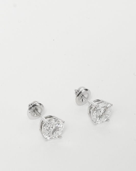 1.5 Carat Round Cut Lab Grown Diamond Stud Earrings - 14K White Gold