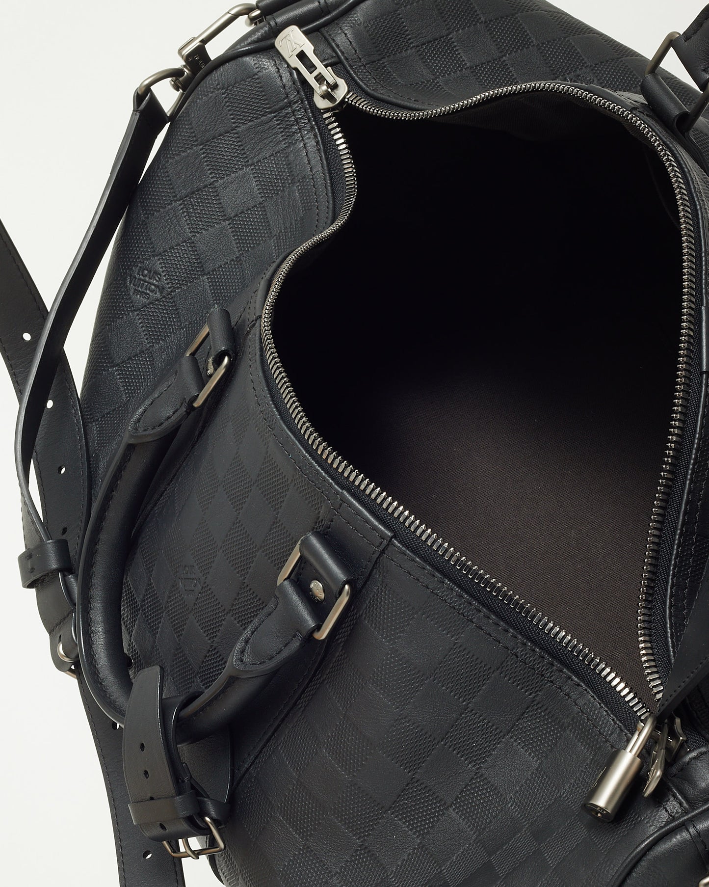 Louis Vuitton Black Damier Infini Leather Keepall Bandoulière 45