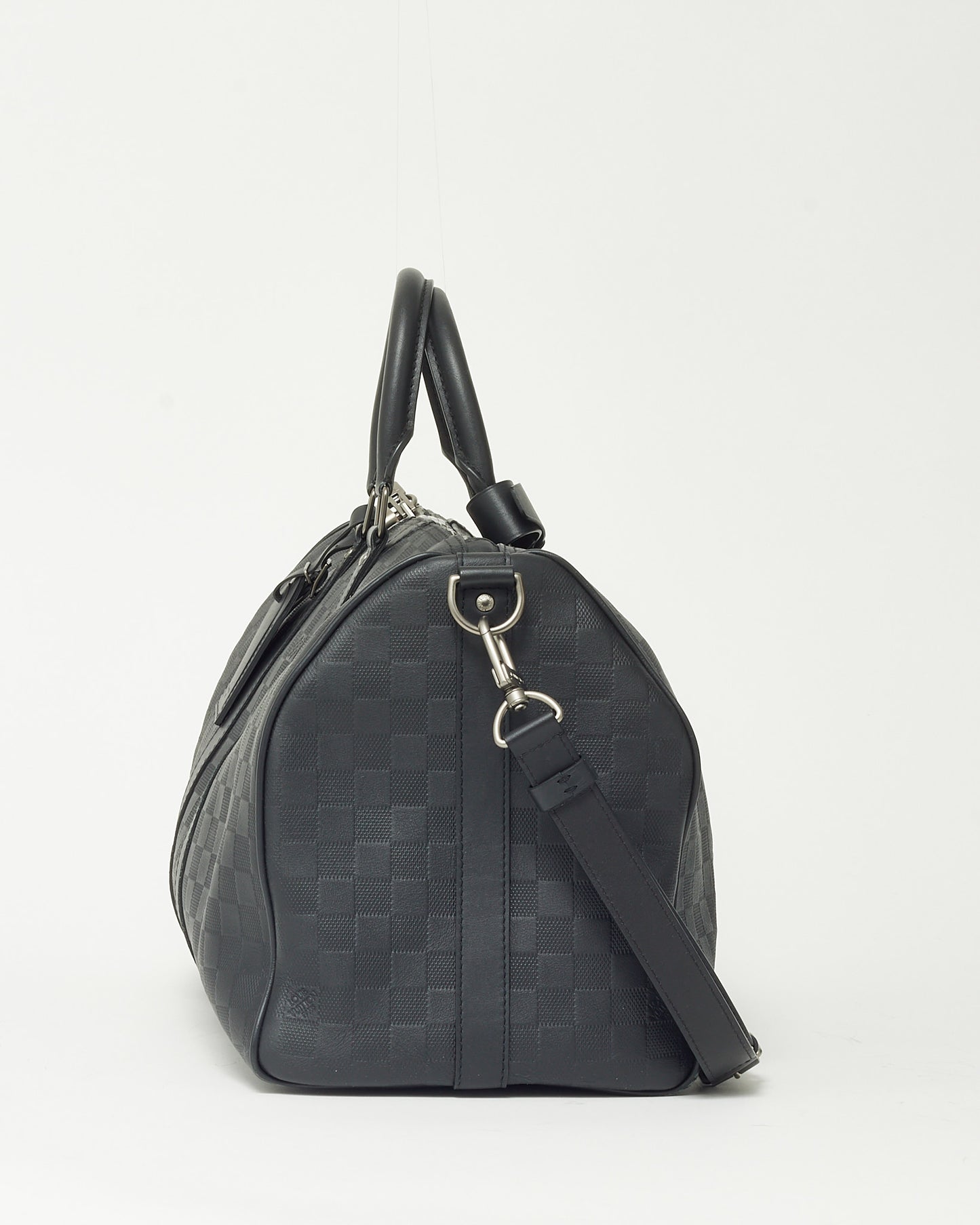 Louis Vuitton Black Damier Infini Leather Keepall Bandoulière 45