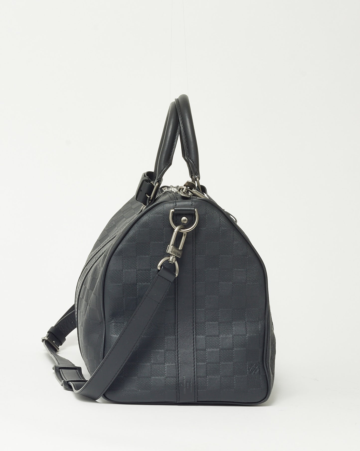 Louis Vuitton Black Damier Infini Leather Keepall Bandoulière 45