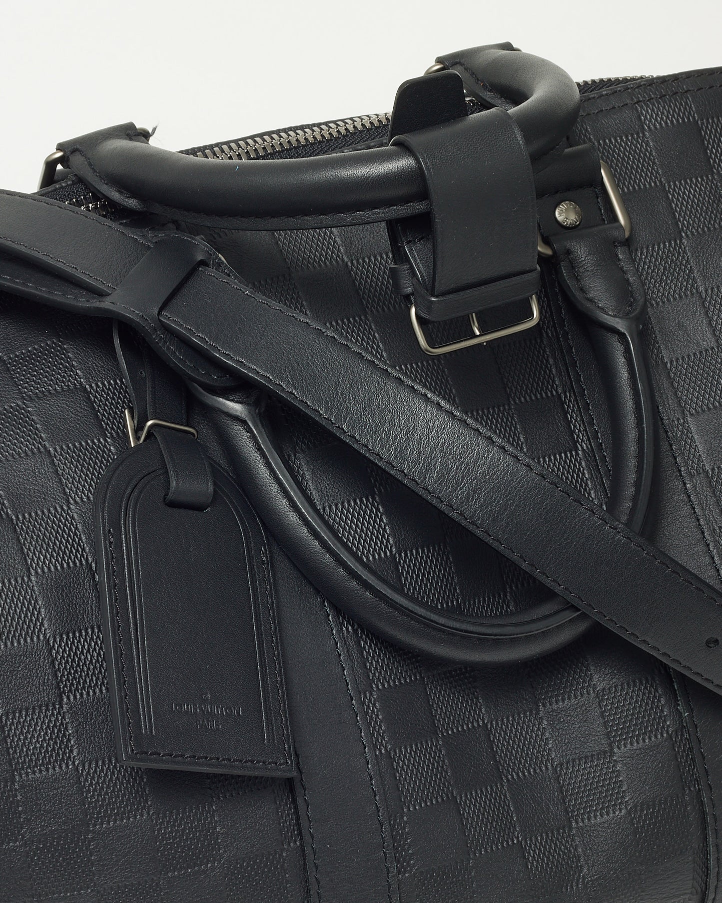 Louis Vuitton Black Damier Infini Leather Keepall Bandoulière 45