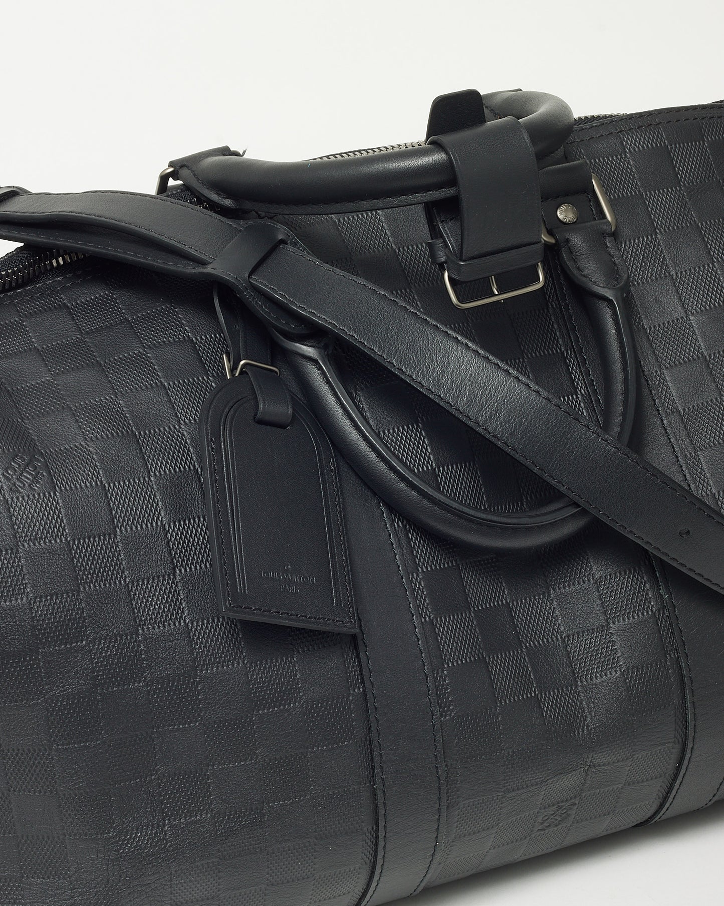 Louis Vuitton Black Damier Infini Leather Keepall Bandoulière 45