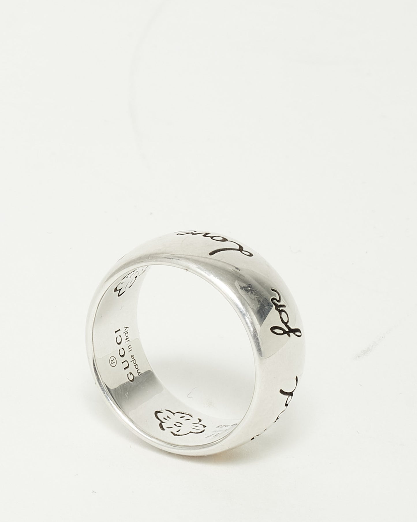Gucci Sterling Silver "Blind For Love" Ring -  Size 17 / US 8