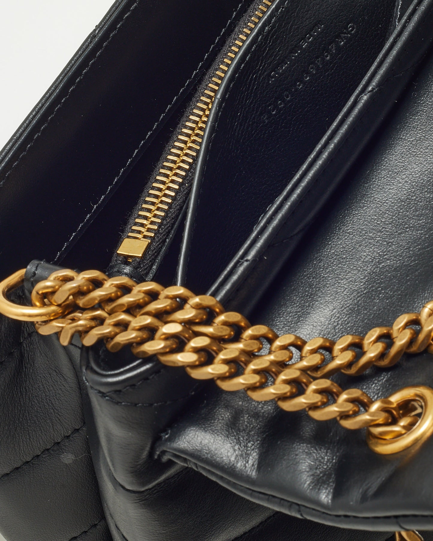 Saint Laurent Black Chevron Leather Small YSL Monogram Loulou Shoulder Bag GHW