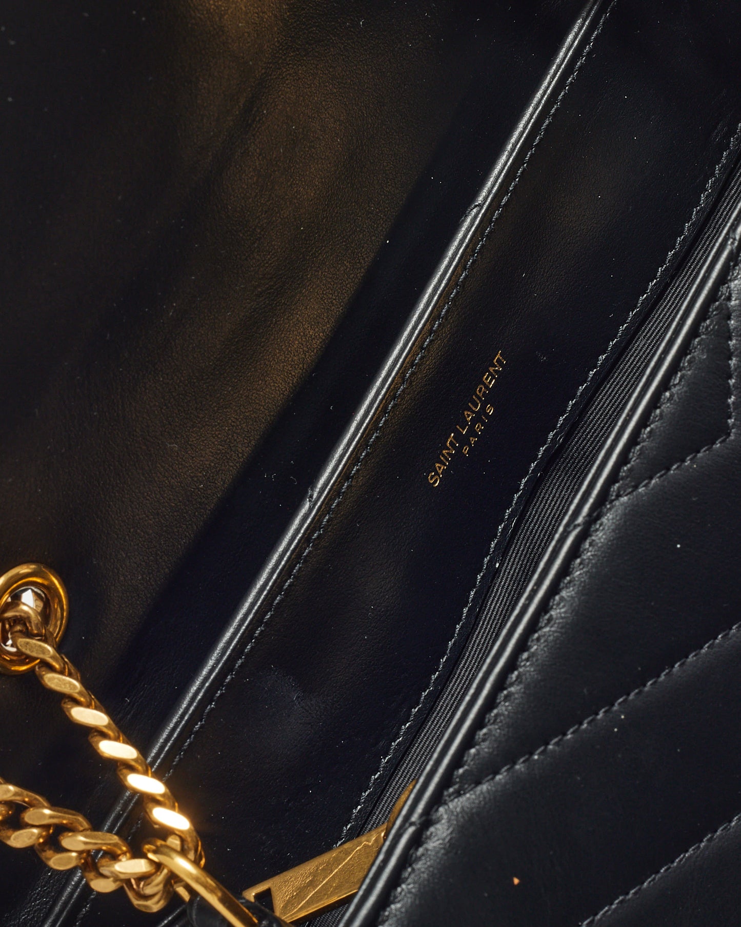 Saint Laurent Black Chevron Leather Small YSL Monogram Loulou Shoulder Bag GHW