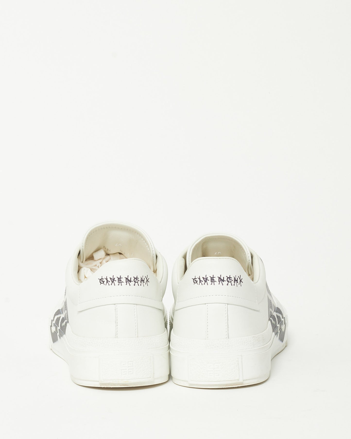 Givenchy x Chito City White Leather Black 4G Graffiti Logo City Court Lace-Up Sneakers - 40