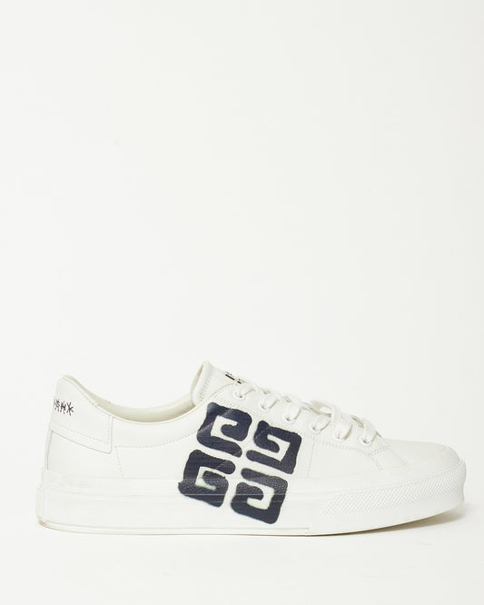 Givenchy x Chito City White Leather Black 4G Graffiti Logo City Court Lace-Up Sneakers - 40