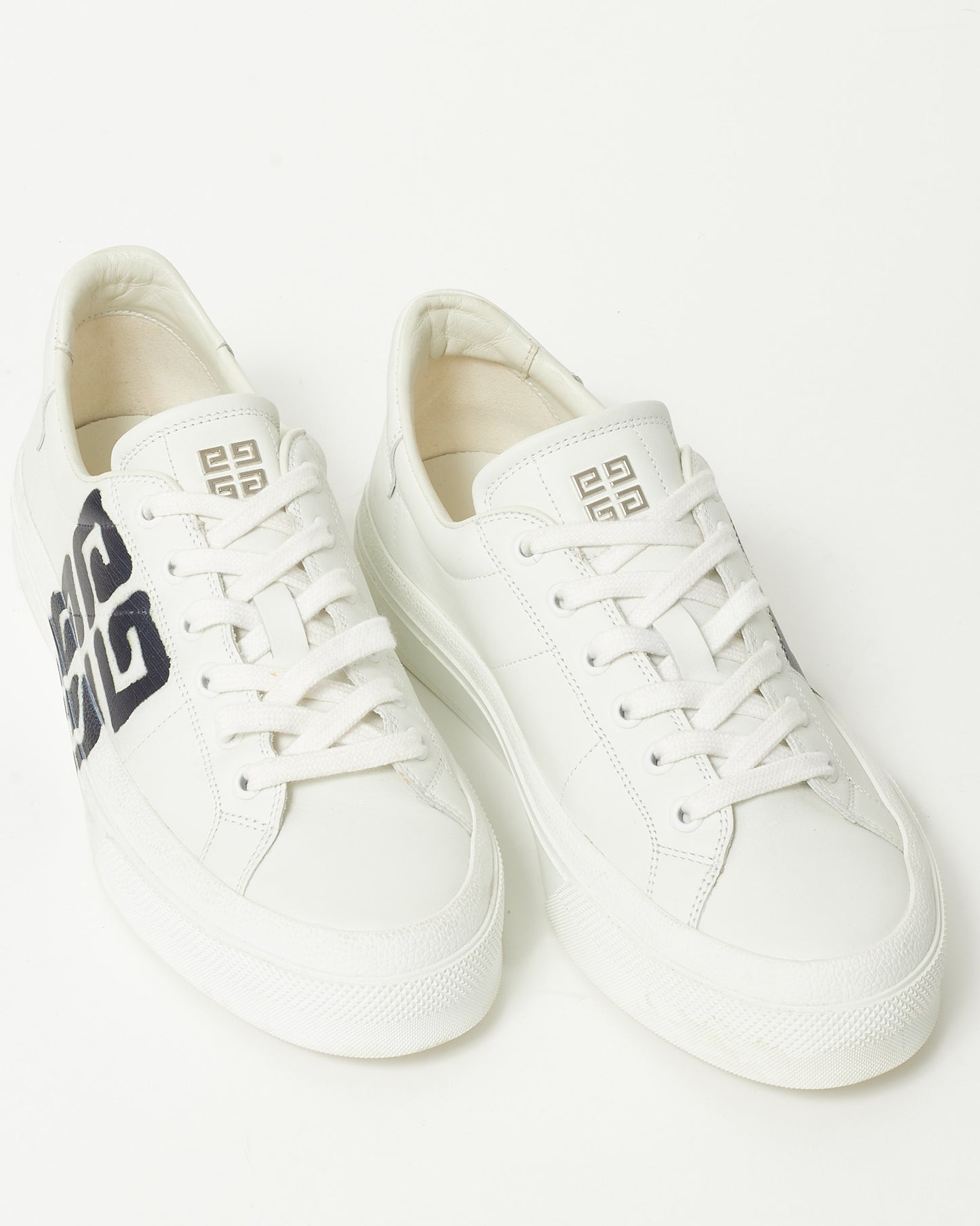 Givenchy x Chito City White Leather Black 4G Graffiti Logo City Court Lace-Up Sneakers - 40